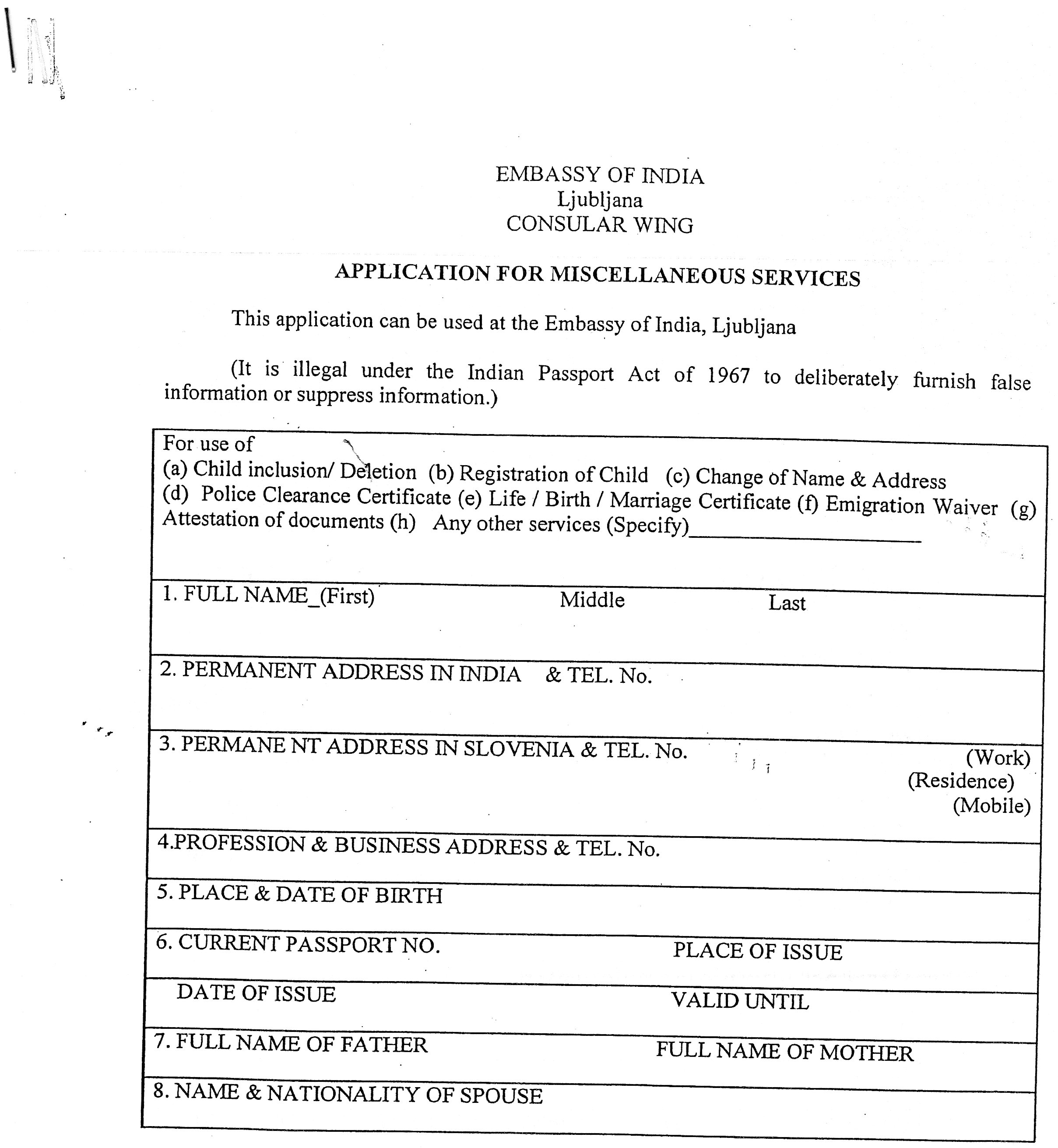 Embassy Of India Ljubljana Slovenia Passport And Misc Consular Services 9326