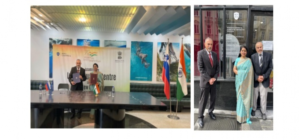 MoU was signed on behalf of ICCR by Ambassador of India to Slovenia, Mrs. Namrata S. Kumar and Dr. Peter Jambrek, Rector of New University on 09 September 2024.